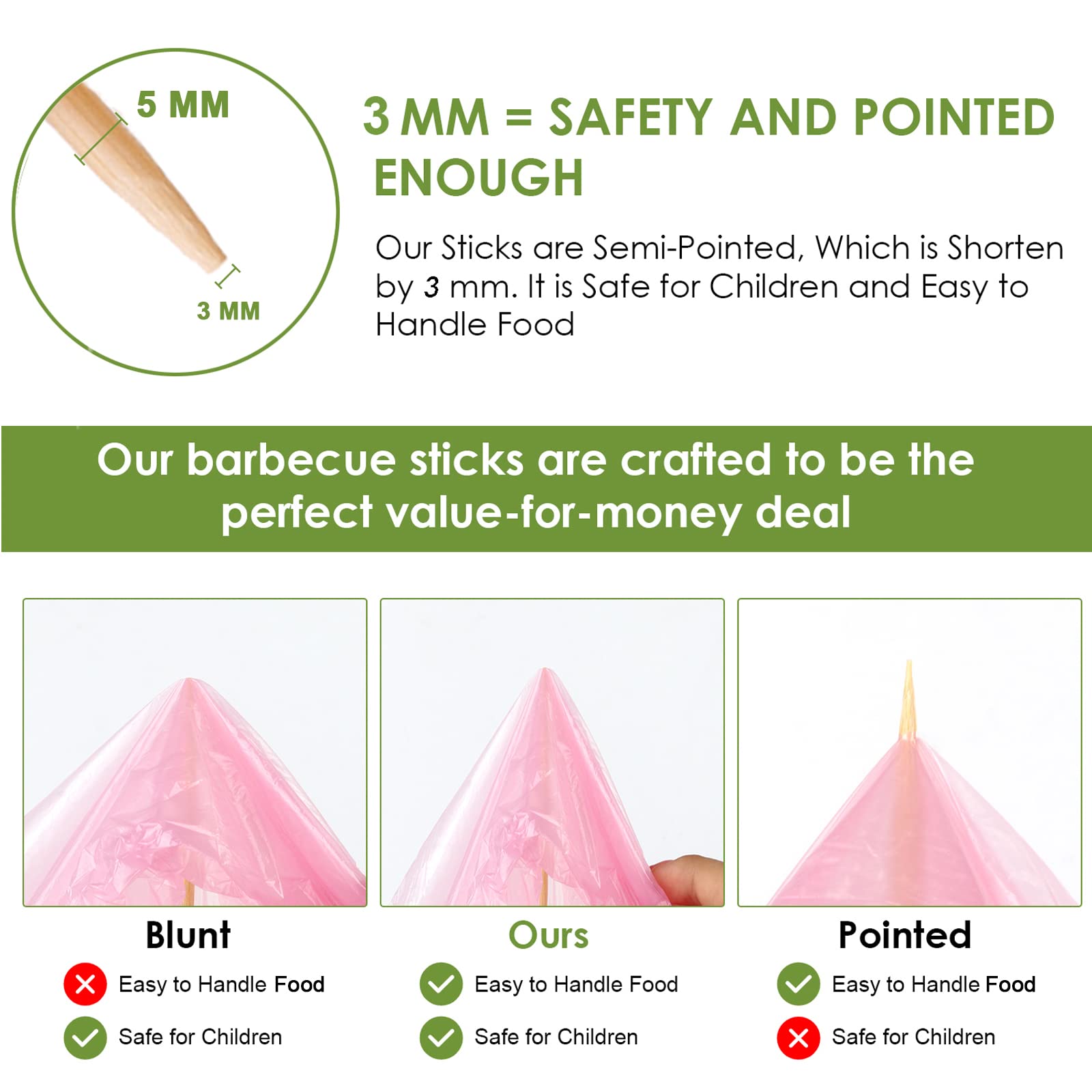 Smores Sticks 36'' Long 5mm Thick  60 PCS Marshmallow Roasting Smore Sticks Bamboo  Disposable Marshmellow Sticks Camping Heavy Duty SMores Skewers for Outdoor Fire Pits Campfires Hot Dog Sausage